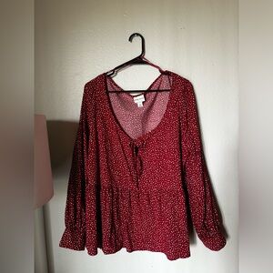 Ava & Viv | Front Tie Peplum Blouse